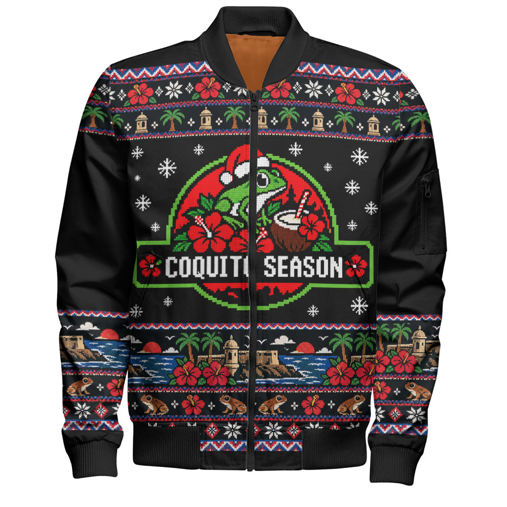 Puerto Rico Bomber Jacket Coquito Season Puerto Rico Christmas Ugly Style