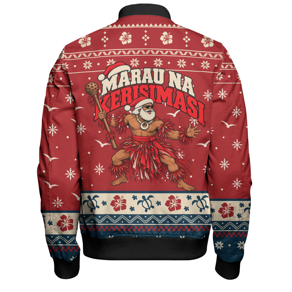 Fiji Bomber Jacket Ugly Christmas Marau na Kerisimasi Fijian Warrior Santa