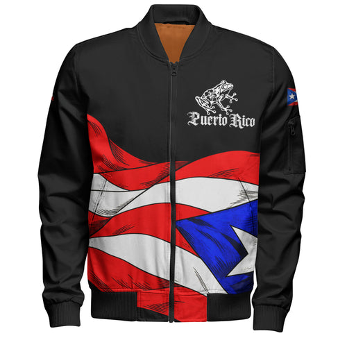 Puerto Rico Bomber Jacket Coqui Flag Boricua Heritage