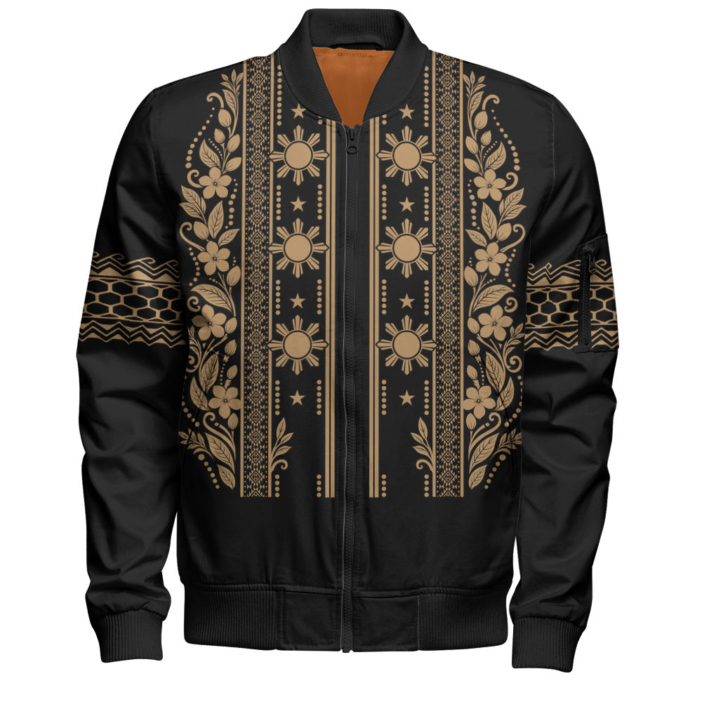 Philippines Filipinos Bomber Jacket Sampaguita With Eagle Sun Filipino Heritage