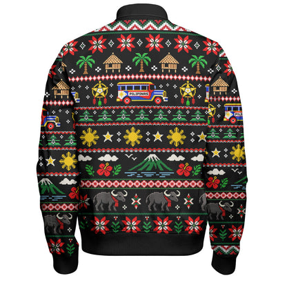 Philippines Filipinos Bomber Jacket Maligayang Pasko Pattern Style