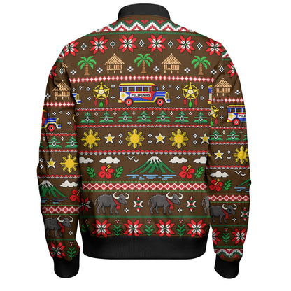 Philippines Filipinos Bomber Jacket Maligayang Pasko Pattern Style