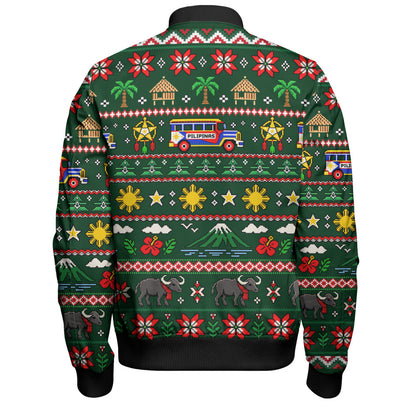 Philippines Filipinos Bomber Jacket Maligayang Pasko Pattern Style