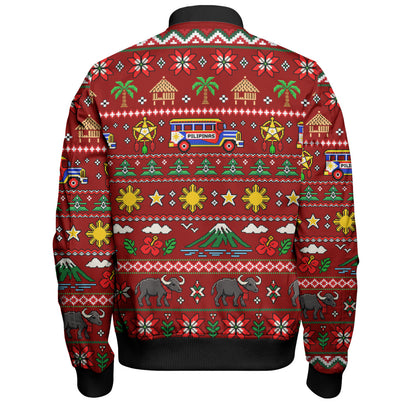 Philippines Filipinos Bomber Jacket Maligayang Pasko Pattern Style
