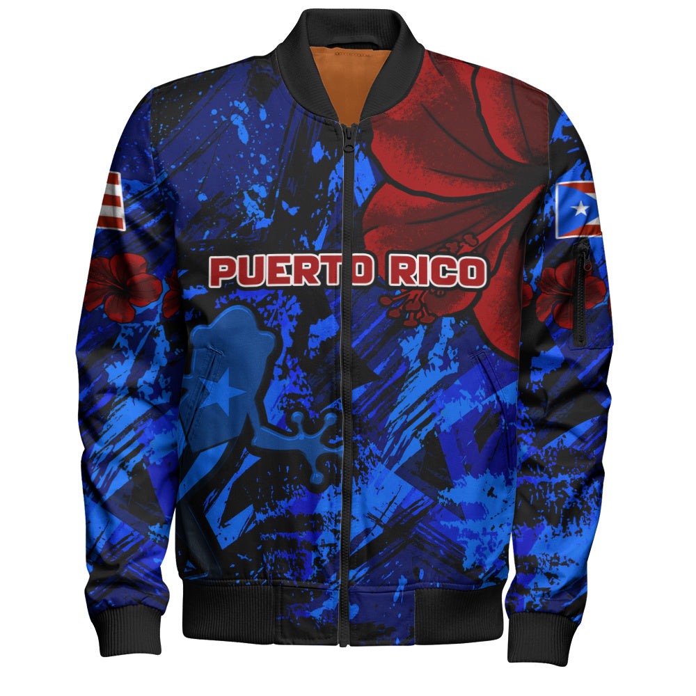 Puerto Rico Bomber Jacket Coqui Frog Flag Hibiscus Tropical Floral Pride