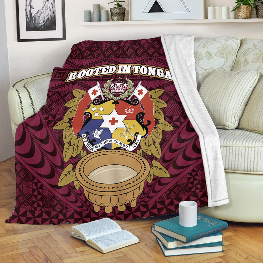 Tonga Premium Blanket Rooted In Tonga Coat Of Arms Kava Bowl Ngatu Style