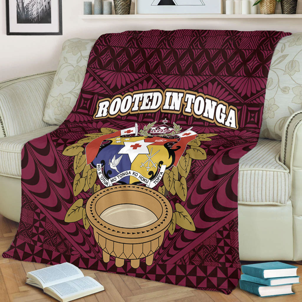 Tonga Premium Blanket Rooted In Tonga Coat Of Arms Kava Bowl Ngatu Style