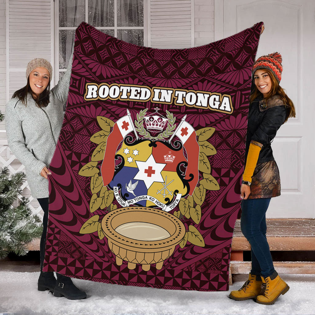 Tonga Premium Blanket Rooted In Tonga Coat Of Arms Kava Bowl Ngatu Style
