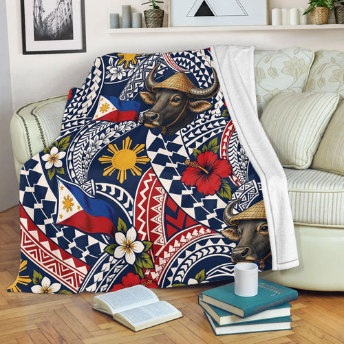 Philippines Filipinos Premium Blanket Carabao Sun Flag Floral Tribal Style
