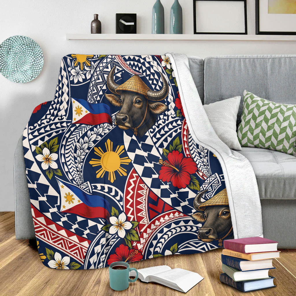 Philippines Filipinos Premium Blanket Carabao Sun Flag Floral Tribal Style