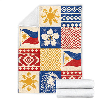Philippines Filipinos Premium Blanket Eagle Sun Flag Sampaguita Geometric Quilt Style