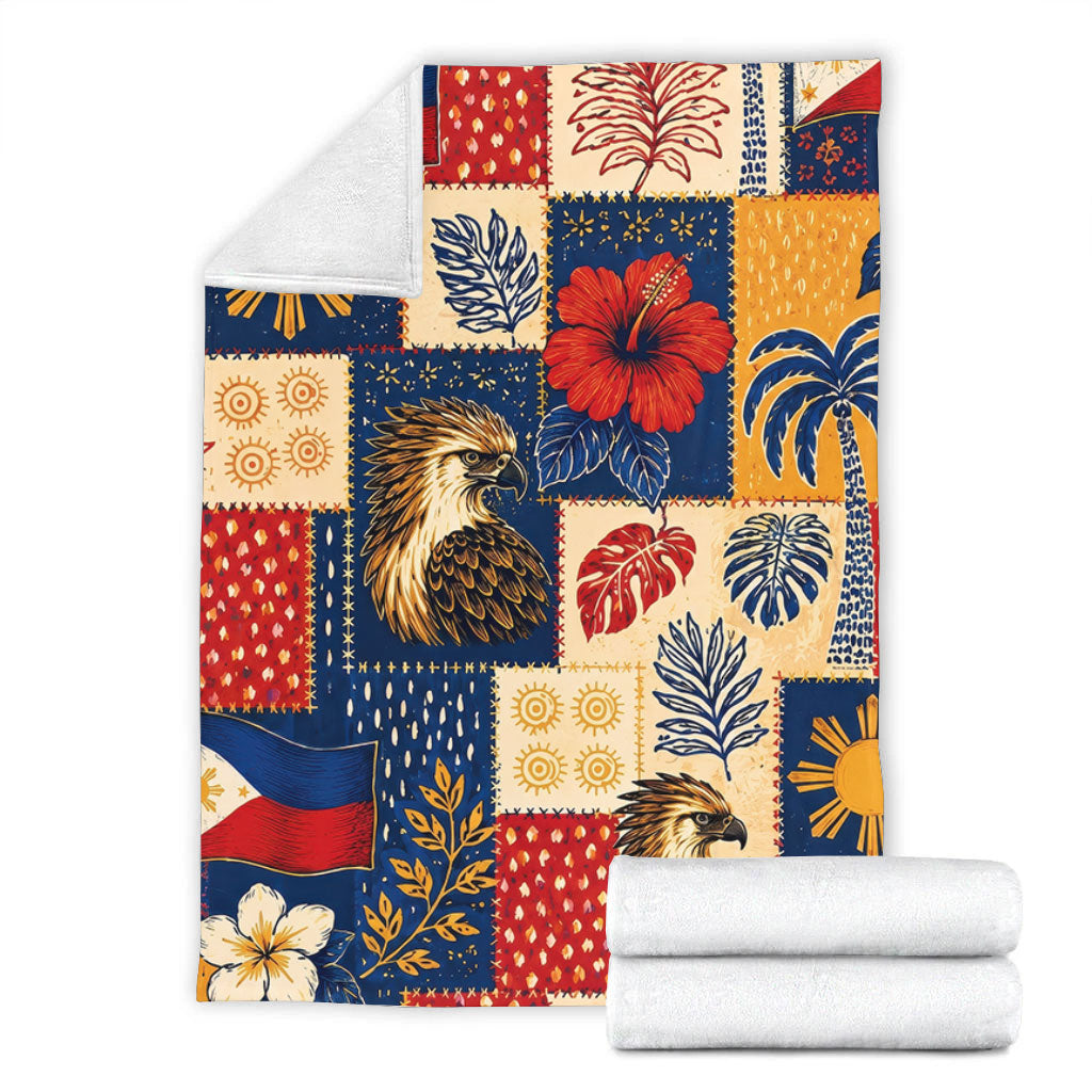 Philippines Filipinos Premium Blanket Eagle Sun Flag Tropical Floral Patchwork Style
