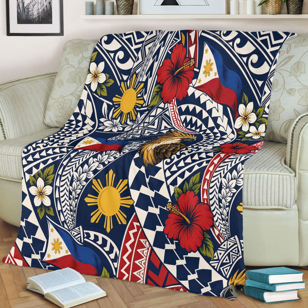 Philippines Filipinos Premium Blanket Eagle Sun Flag Floral Tribal Style