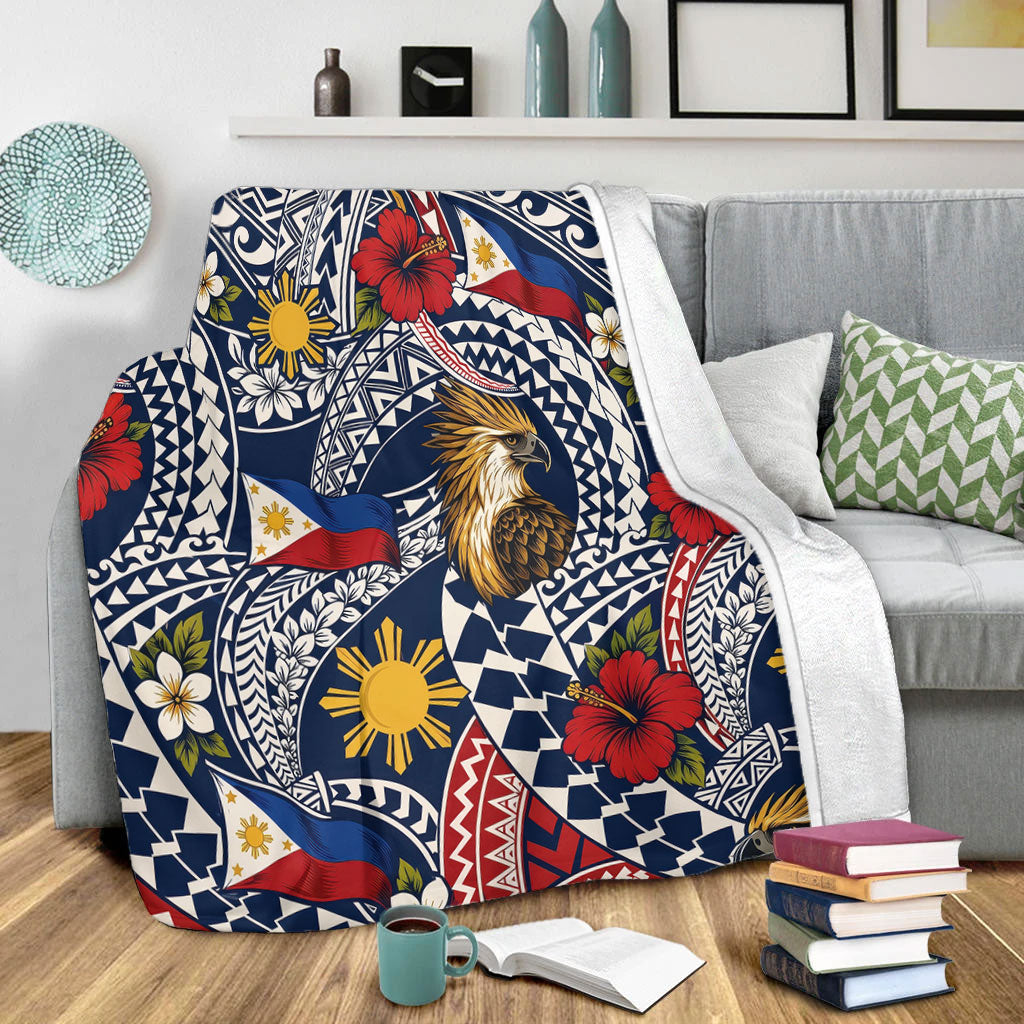 Philippines Filipinos Premium Blanket Eagle Sun Flag Floral Tribal Style
