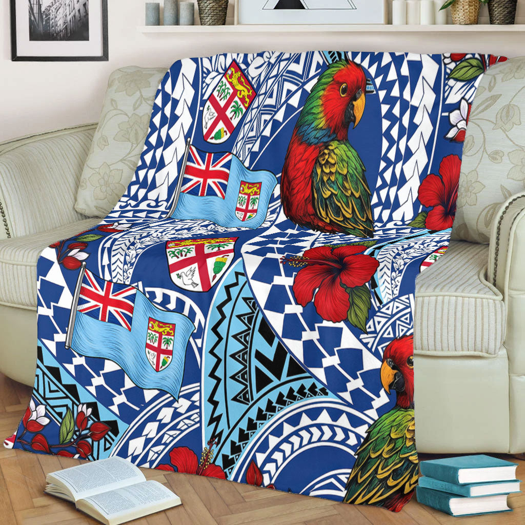 Fiji Premium Blanket Kula Parrot Flag Hibiscus Tribal Style