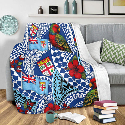 Fiji Premium Blanket Kula Parrot Flag Hibiscus Tribal Style