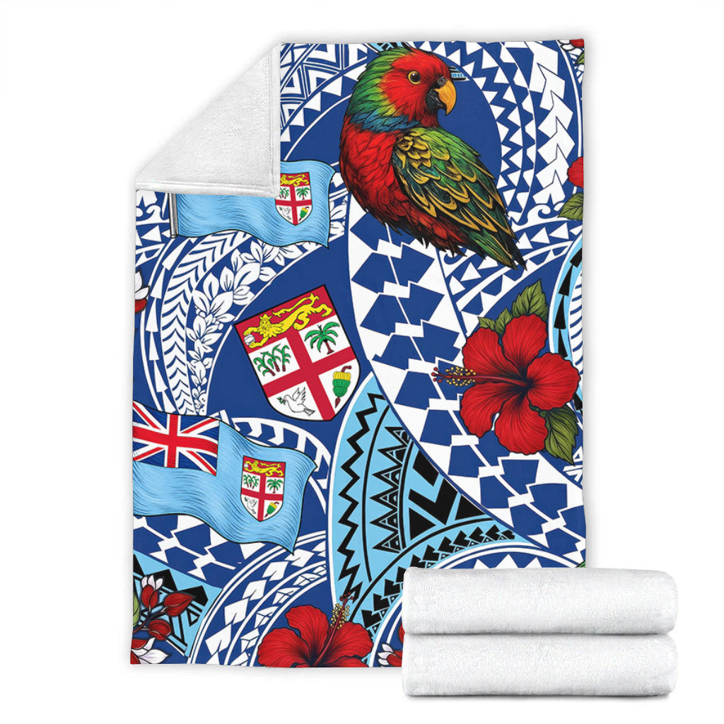 Fiji Premium Blanket Kula Parrot Flag Hibiscus Tribal Style