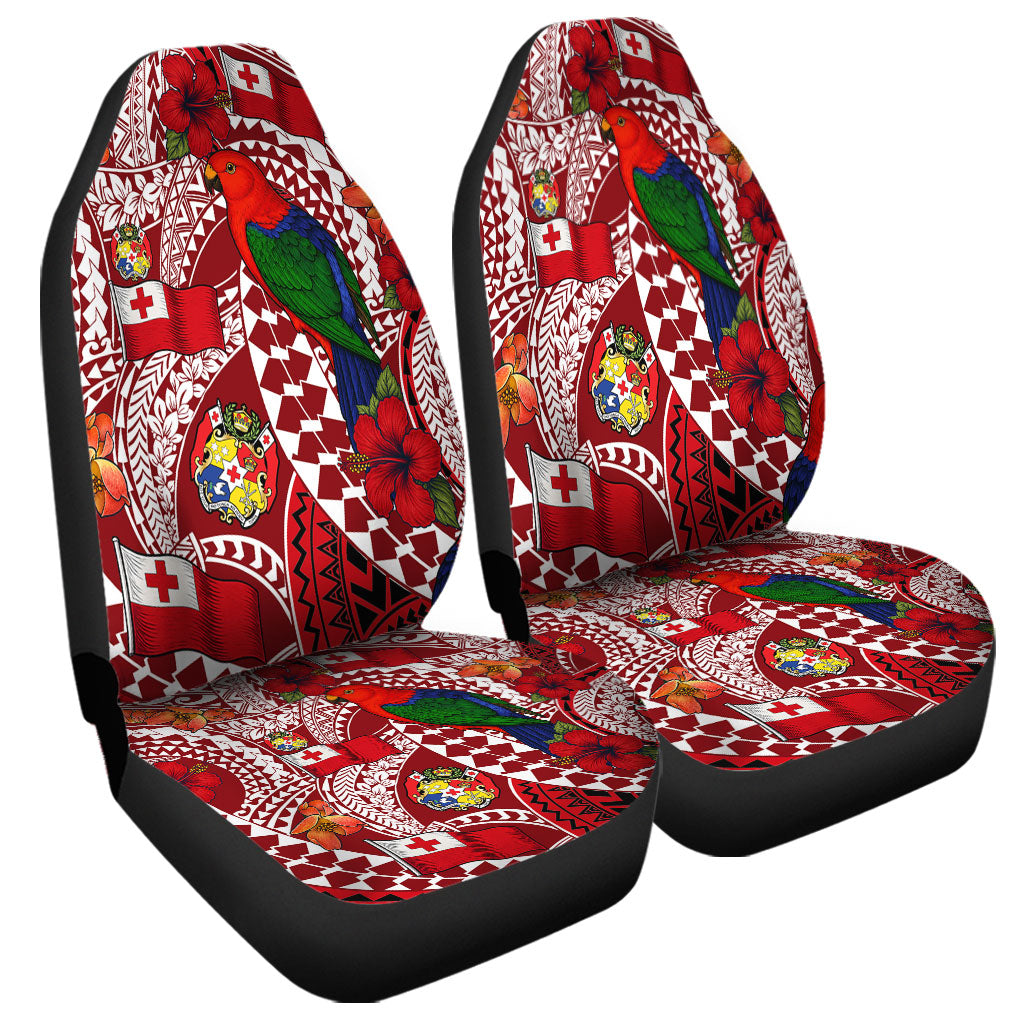Tonga Car Seat Covers Polynesian Red Shining Parrot Heilala Pattern