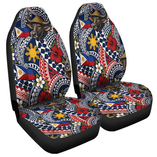 Philippines Filipinos Car Seat Covers Carabao Sun Flag Floral Tribal Style
