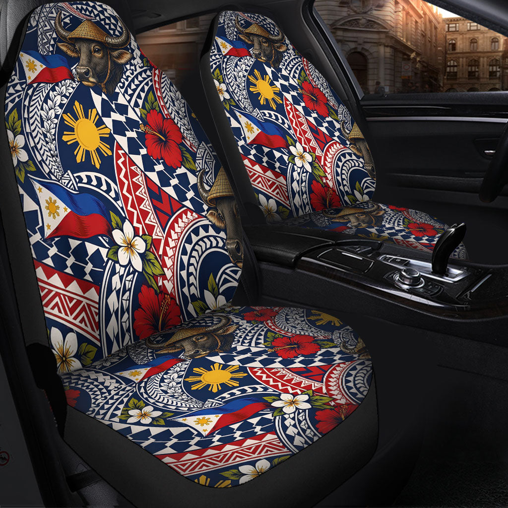 Philippines Filipinos Car Seat Covers Carabao Sun Flag Floral Tribal Style
