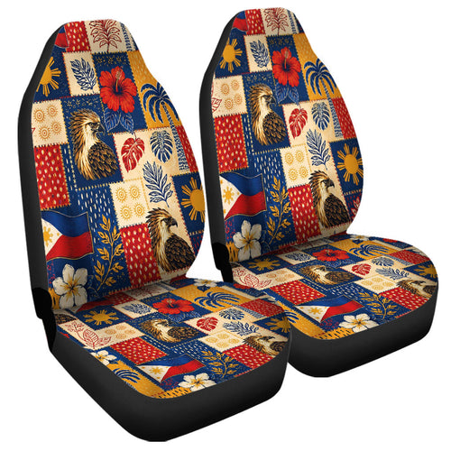 Philippines Filipinos Car Seat Covers Eagle Sun Flag Tropical Floral Patchwork Style