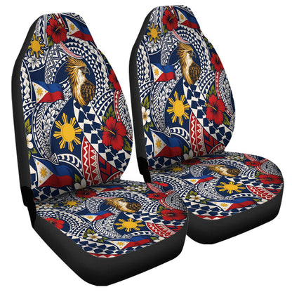 Philippines Filipinos Car Seat Covers Eagle Sun Flag Floral Tribal Style
