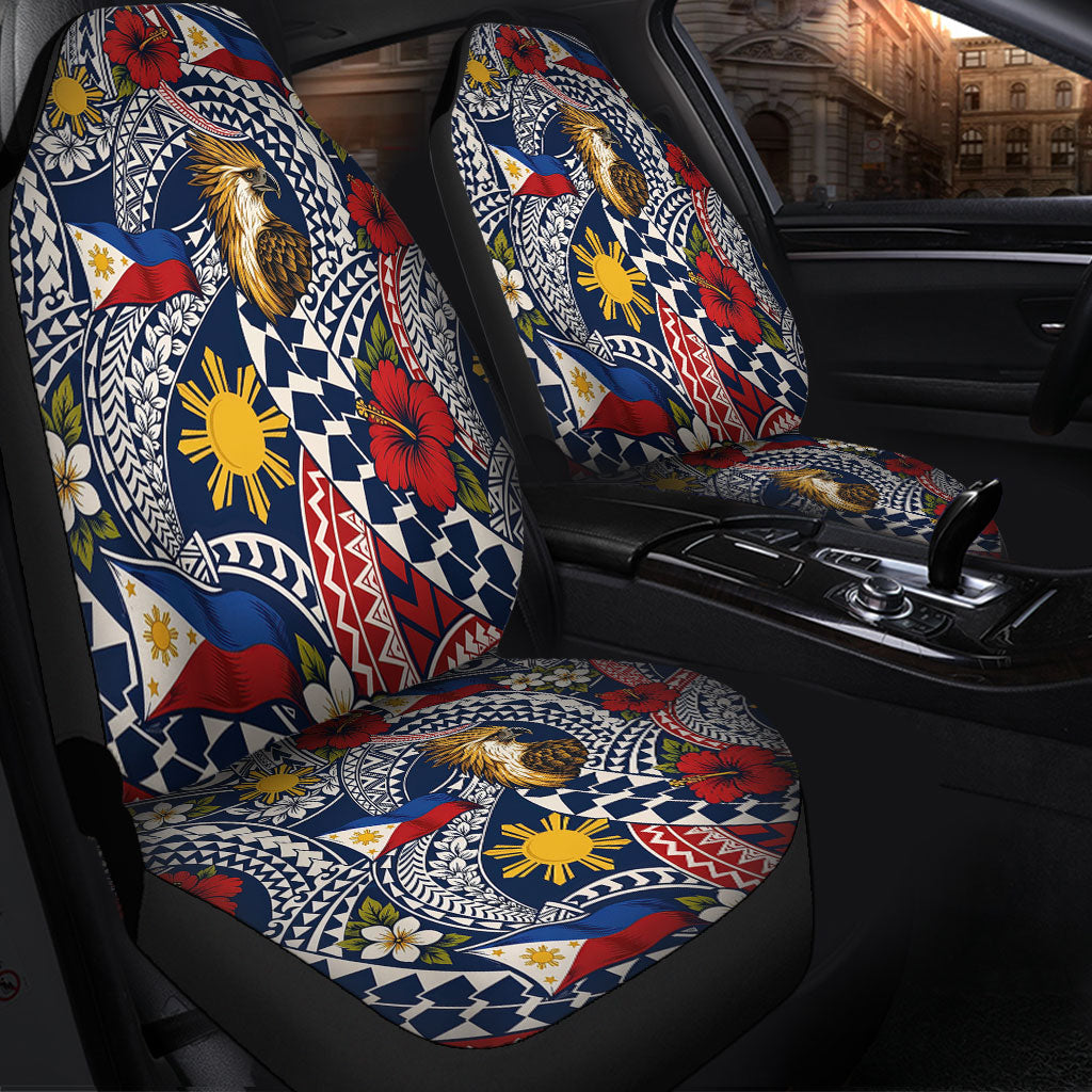 Philippines Filipinos Car Seat Covers Eagle Sun Flag Floral Tribal Style
