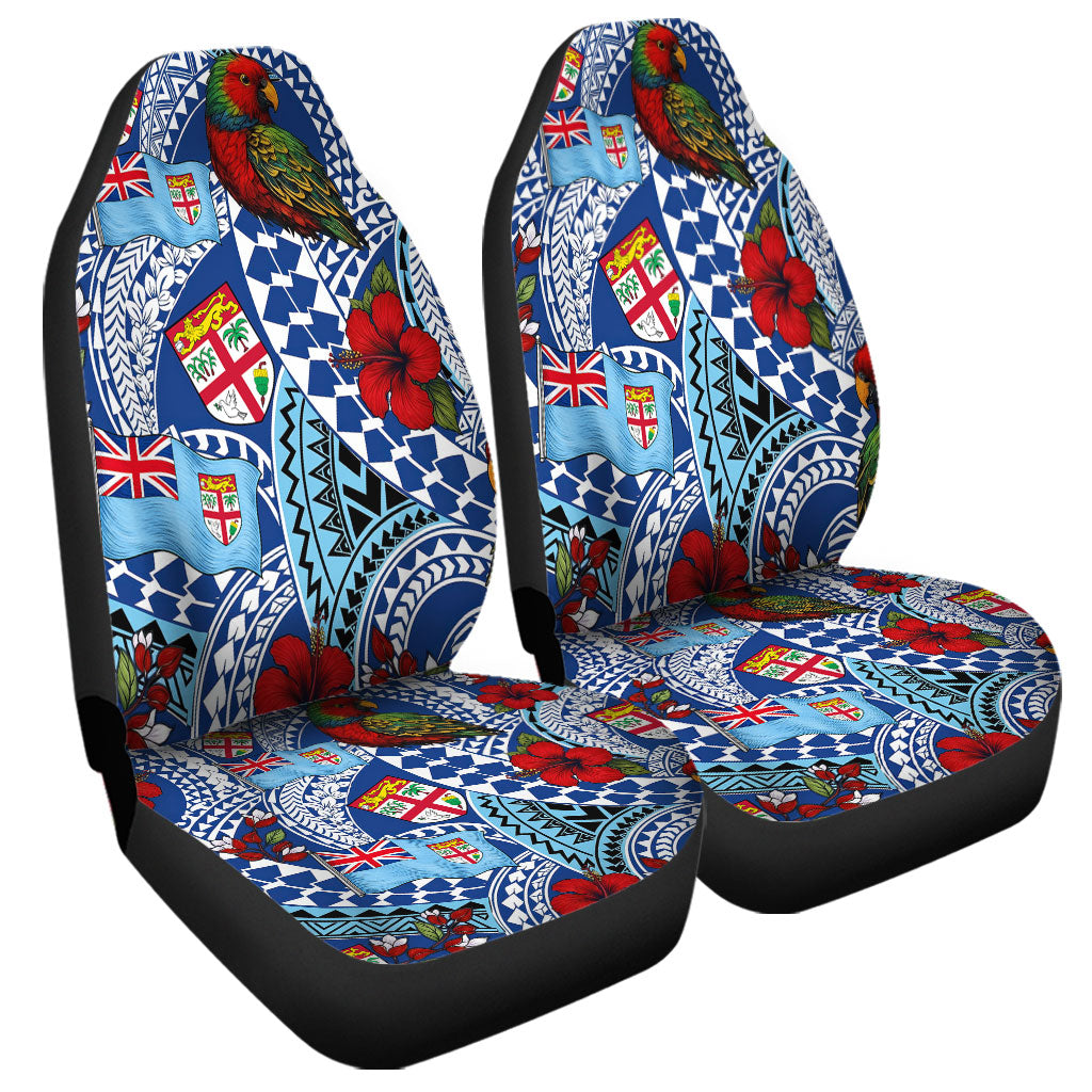 Fiji Car Seat Covers Kula Parrot Flag Hibiscus Tribal Style