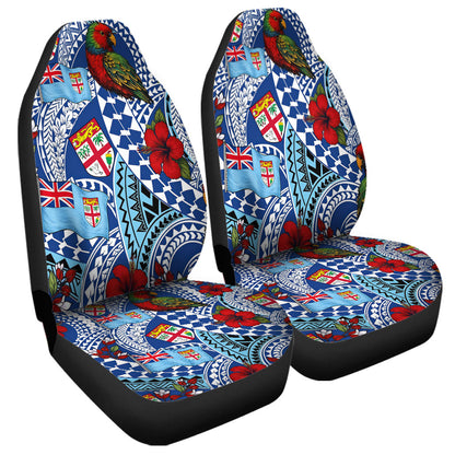 Fiji Car Seat Covers Kula Parrot Flag Hibiscus Tribal Style