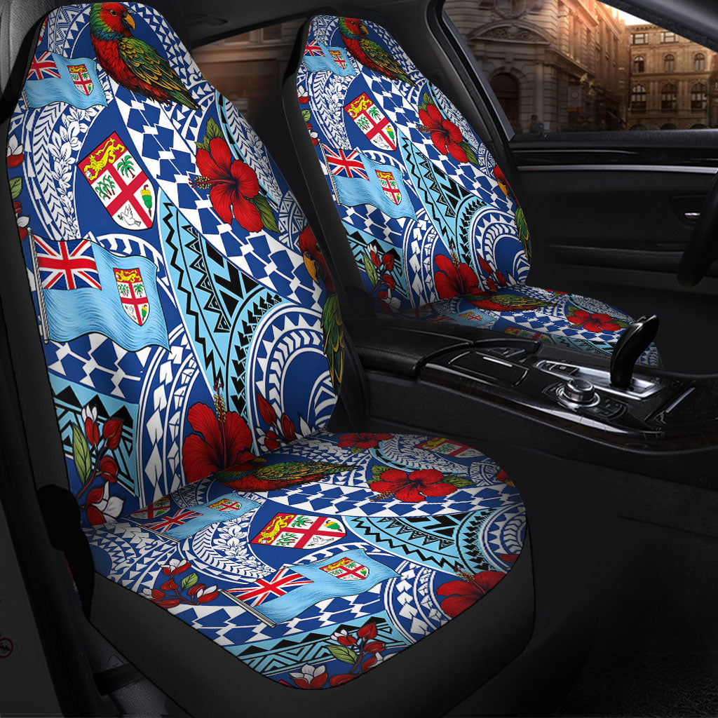 Fiji Car Seat Covers Kula Parrot Flag Hibiscus Tribal Style