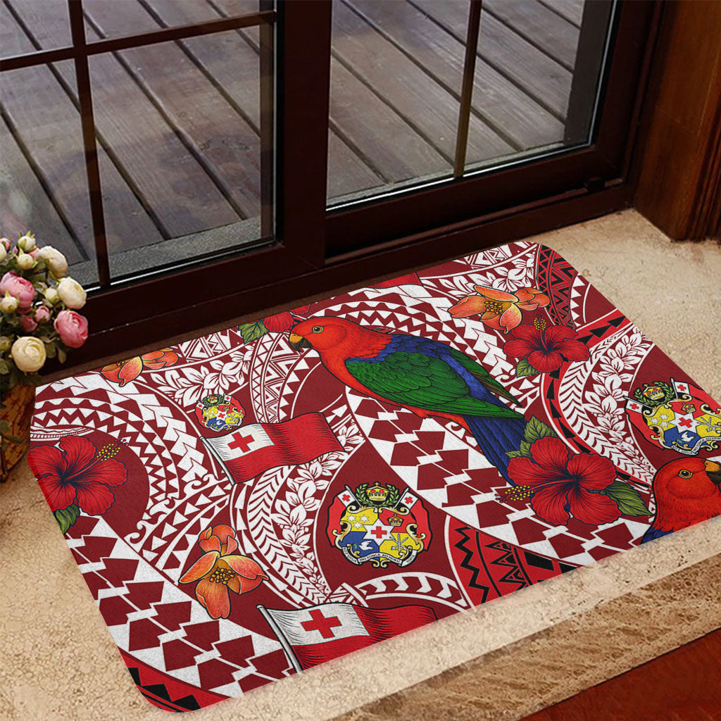 Tonga Doormat Polynesian Red Shining Parrot Heilala Pattern