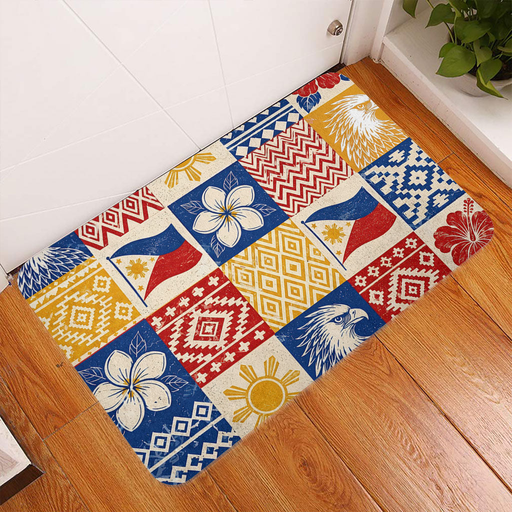 Philippines Filipinos Doormat Eagle Sun Flag Sampaguita Geometric Quilt Style