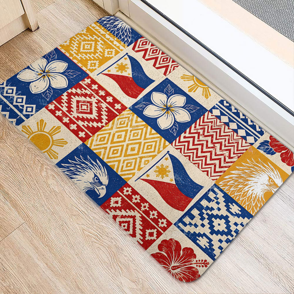 Philippines Filipinos Doormat Eagle Sun Flag Sampaguita Geometric Quilt Style