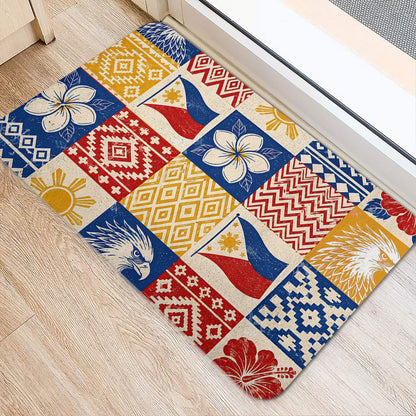 Philippines Filipinos Doormat Eagle Sun Flag Sampaguita Geometric Quilt Style