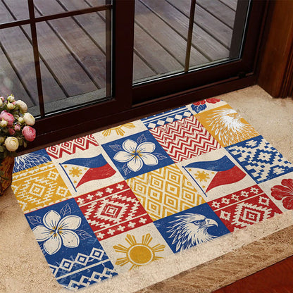 Philippines Filipinos Doormat Eagle Sun Flag Sampaguita Geometric Quilt Style