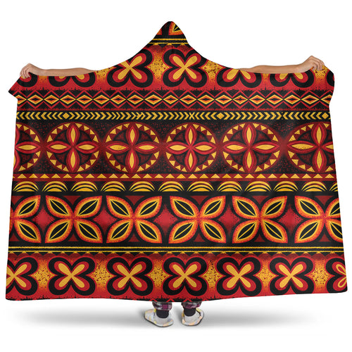 Tonga Hooded Blanket Ngatu Tapa Tribal Pattern