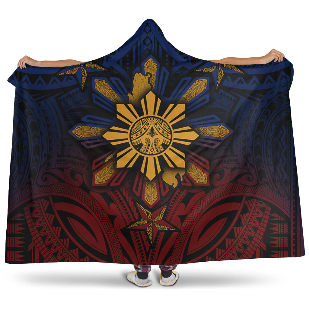 Philippines Filipinos Hooded Blanket Golden Sun Islands Tribal Style
