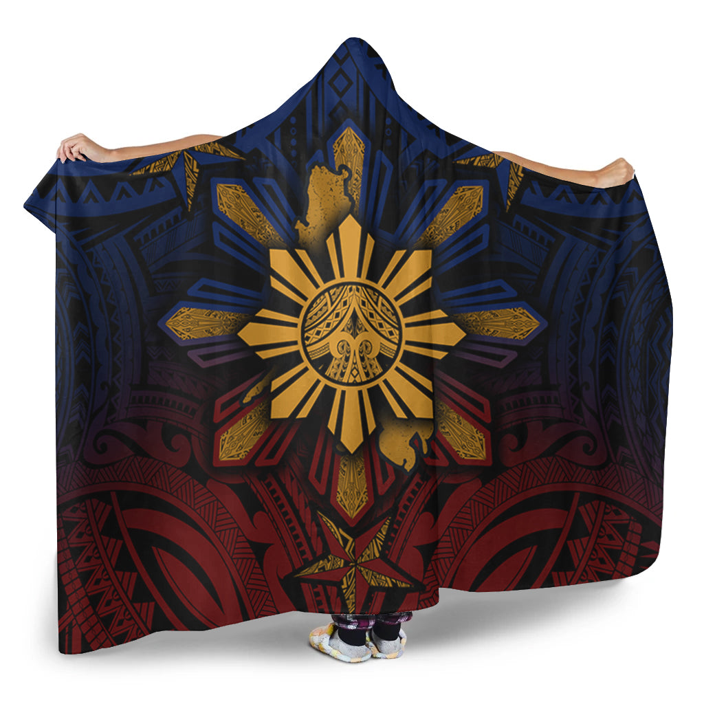 Philippines Filipinos Hooded Blanket Golden Sun Islands Tribal Style