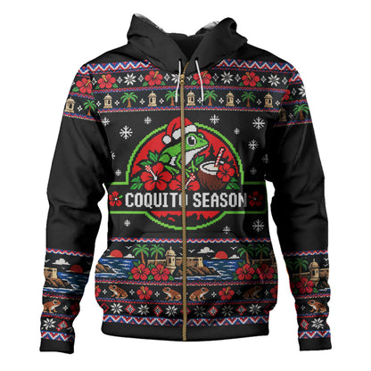 Puerto Rico Hoodie Coquito Season Puerto Rico Christmas Ugly Style