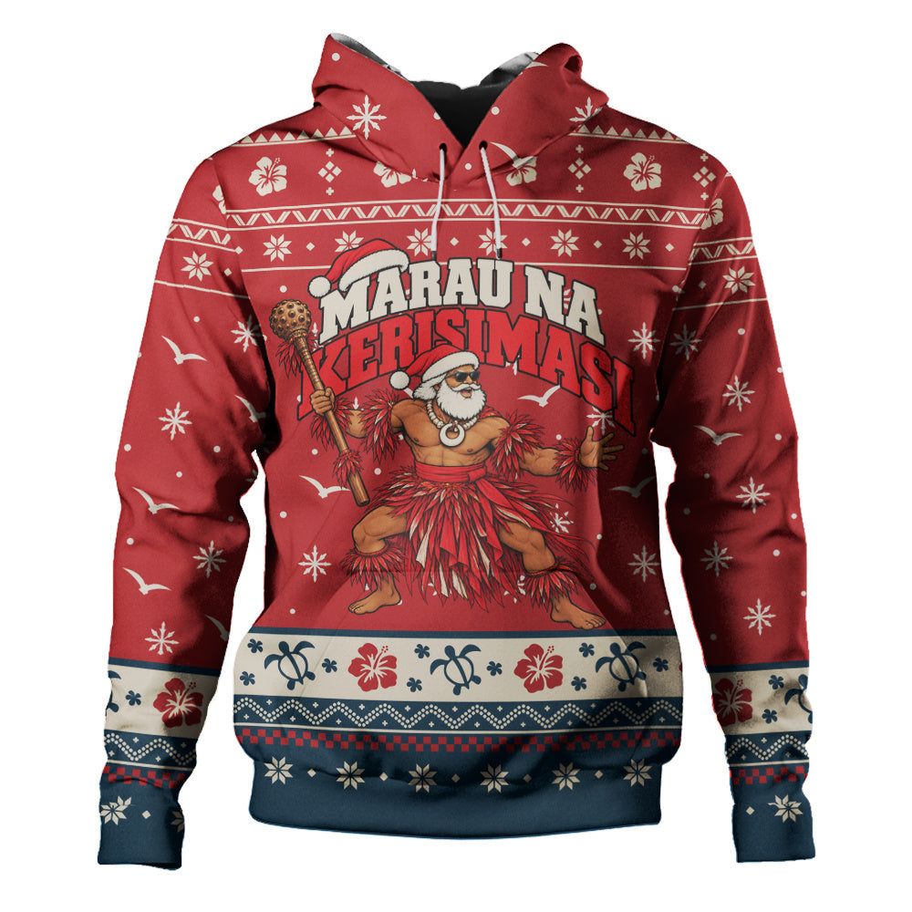 Fiji Hoodie Ugly Christmas Marau na Kerisimasi Fijian Warrior Santa