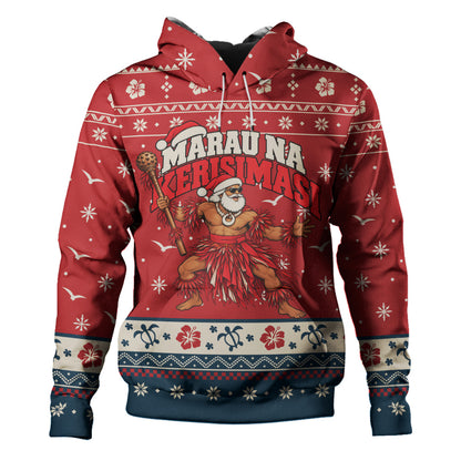 Fiji Hoodie Ugly Christmas Marau na Kerisimasi Fijian Warrior Santa