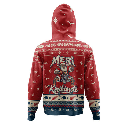 New Zealand Hoodie Ugly Christmas Meri Kirihimete Maori Haka Santa