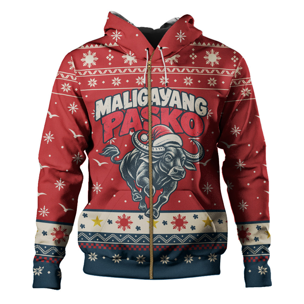Philippines Filipinos Hoodie Ugly Christmas Maligayang Pasko Filipino Santa Carabao