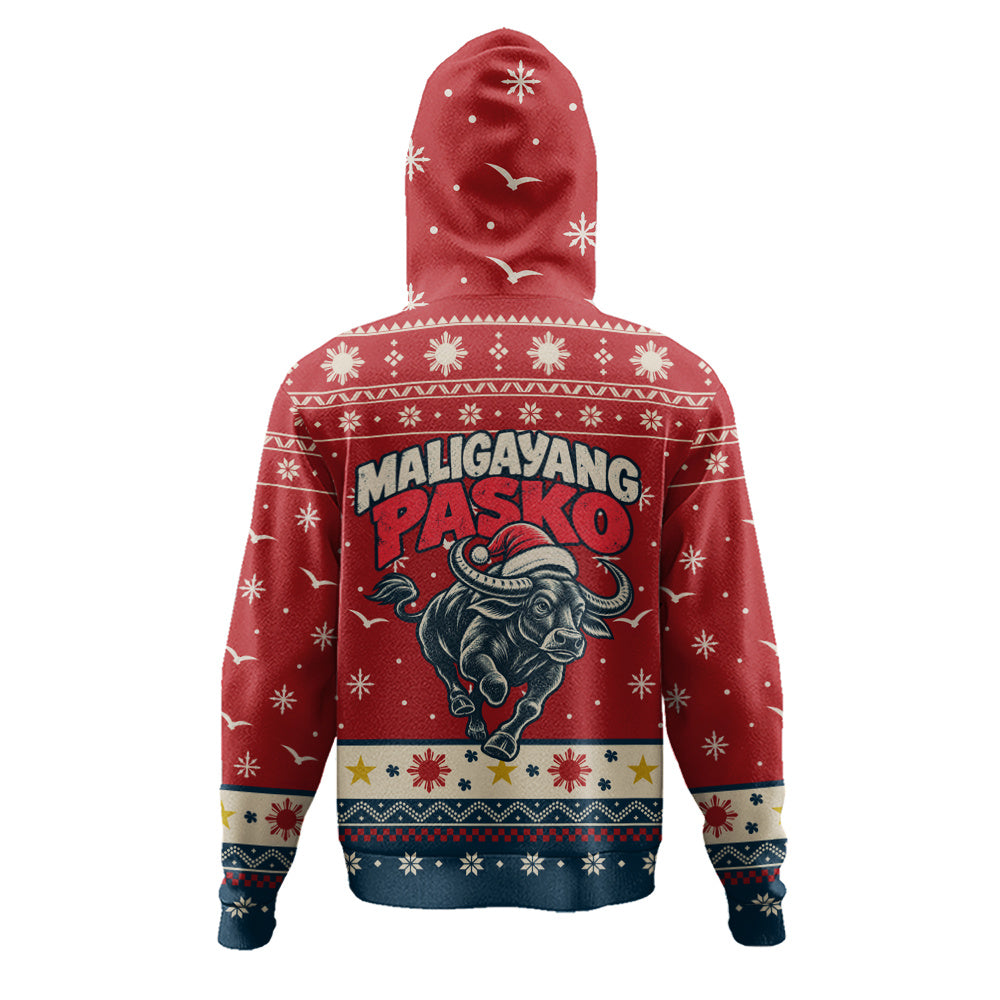 Philippines Filipinos Hoodie Ugly Christmas Maligayang Pasko Filipino Santa Carabao
