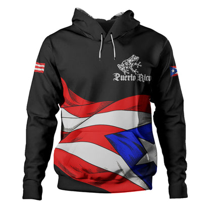 Puerto Rico Hoodie Coqui Flag Boricua Heritage