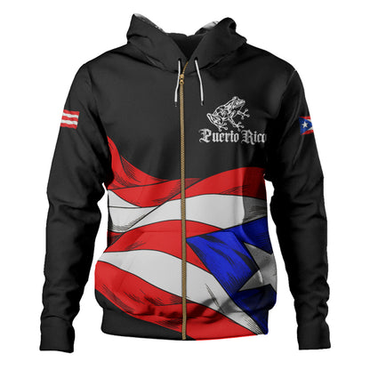 Puerto Rico Hoodie Coqui Flag Boricua Heritage