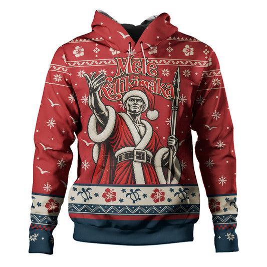Hawaii Hoodie Ugly Christmas Mele Kalikimaka King Kamehameha