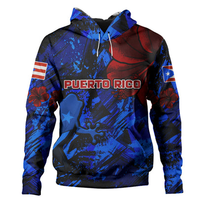 Puerto Rico Hoodie Coqui Frog Flag Hibiscus Tropical Floral Pride