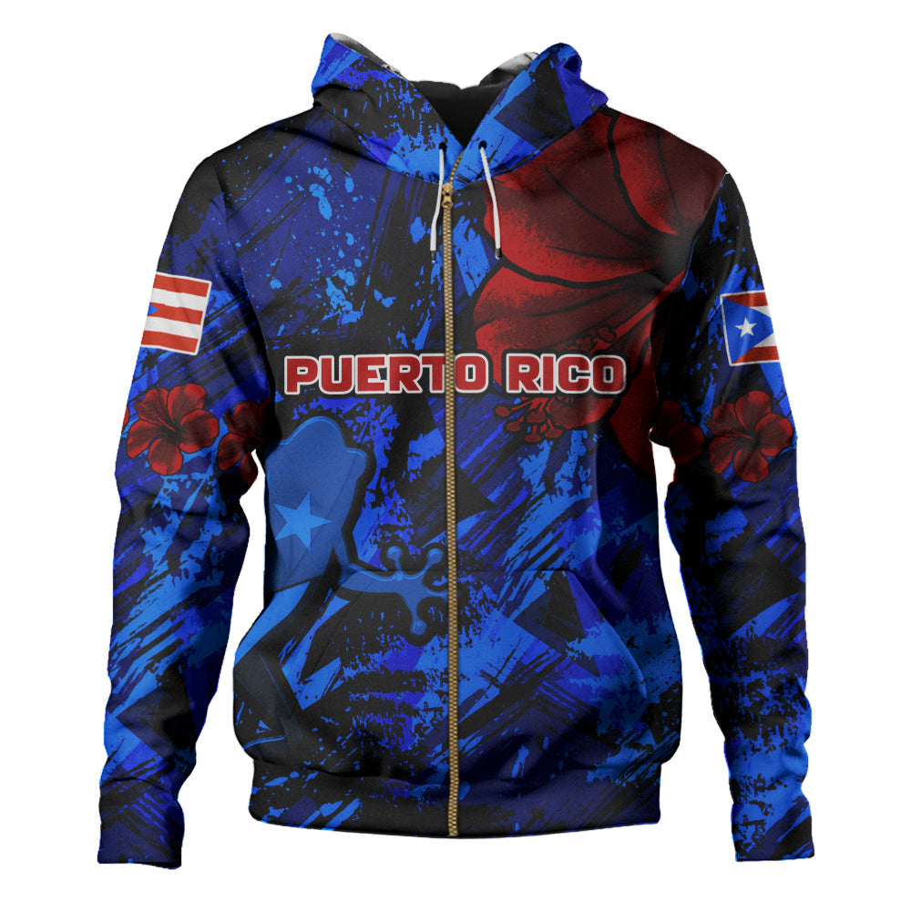 Puerto Rico Hoodie Coqui Frog Flag Hibiscus Tropical Floral Pride