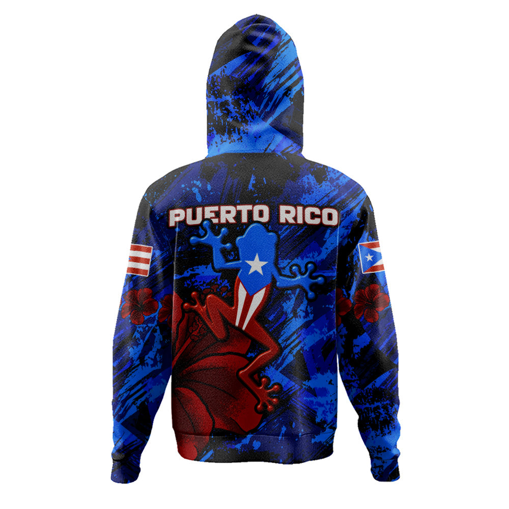 Puerto Rico Hoodie Coqui Frog Flag Hibiscus Tropical Floral Pride